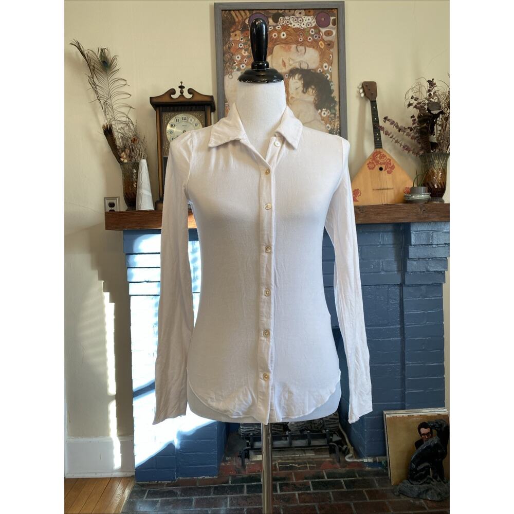 Wilfred S Aritzia Ivory Pose Long Sleeve Button Up Shirt Tencel Soft Classic $89